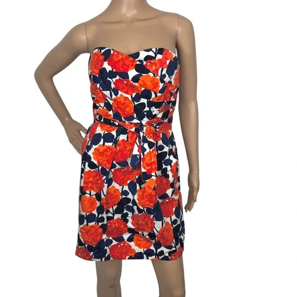 Shoshanna Sweetheart Bustier Floral Print Strapless Mini Cocktail Party Dress 2 - Picture 1 of 8